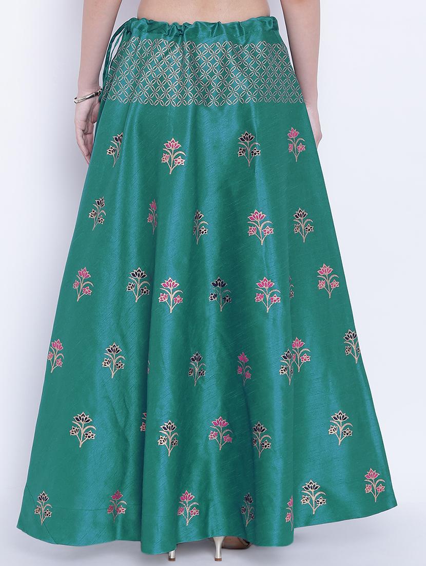 green dupion silk flared skirt - 15159651 - Zoom Image - 3