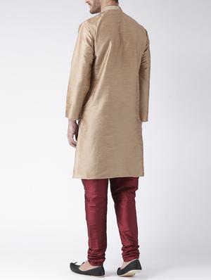 brown silk blend kurta pyjama set - 15162293 - Standard Image - 3