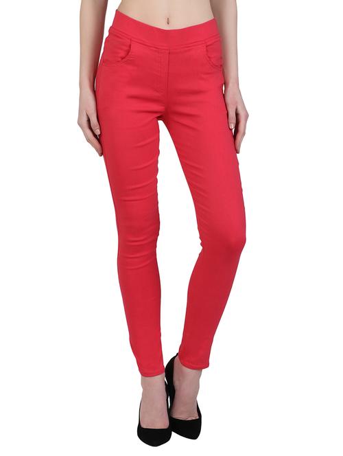 red cotton jeggings - 15162454 - Standard Image - 1