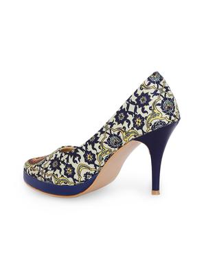 blue fabric slip on pumps - 15163651 - Standard Image - 3
