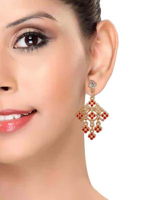 red Gold Tone Drop Earrings - 15166902 - Standard Image - 3