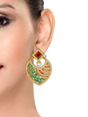 green gold tone drop earrings - 15167549 - Standard Image - 3