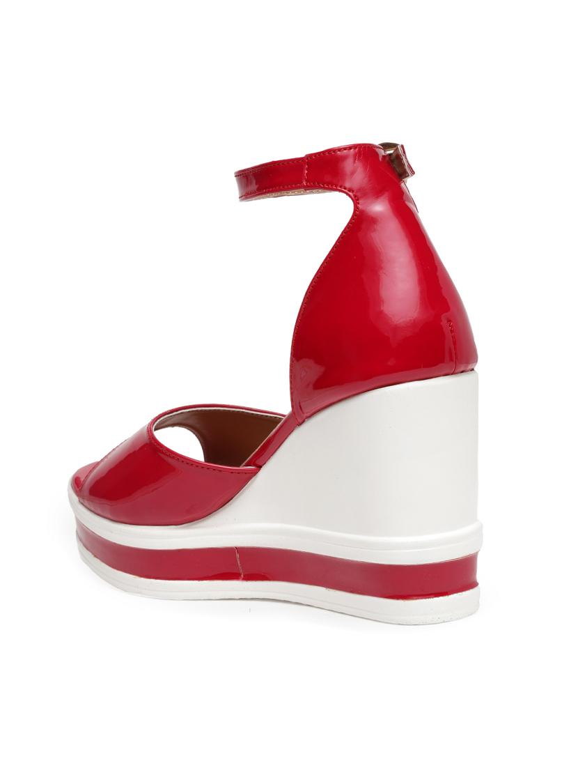 maroon ankle strap wedge - 15168169 - Zoom Image - 3