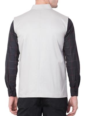 grey cotton nehru jacket - 15168672 - Standard Image - 3