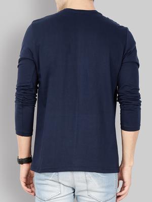 navy blue cotton chest print t-shirt - 15169412 - Standard Image - 3