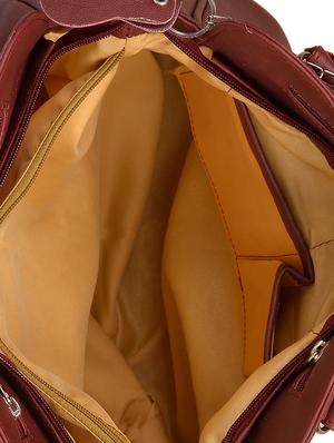 maroon leatherette (pu) regular handbag - 15169590 - Standard Image - 3