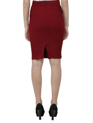 maroon cotton pencil skirt - 15169846 - Standard Image - 3
