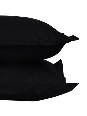 300 TC 100% Cotton Sateen Self Striped, Black Color, Pair Of Regular Size Pillow Covers - 15170272 - Standard Image - 3
