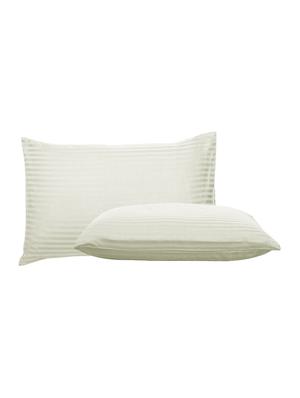 300 TC 100% Cotton Sateen, Pencil Striped, Beige Color, Pair Of Large Size Pillow Covers - 15170285 - Standard Image - 3