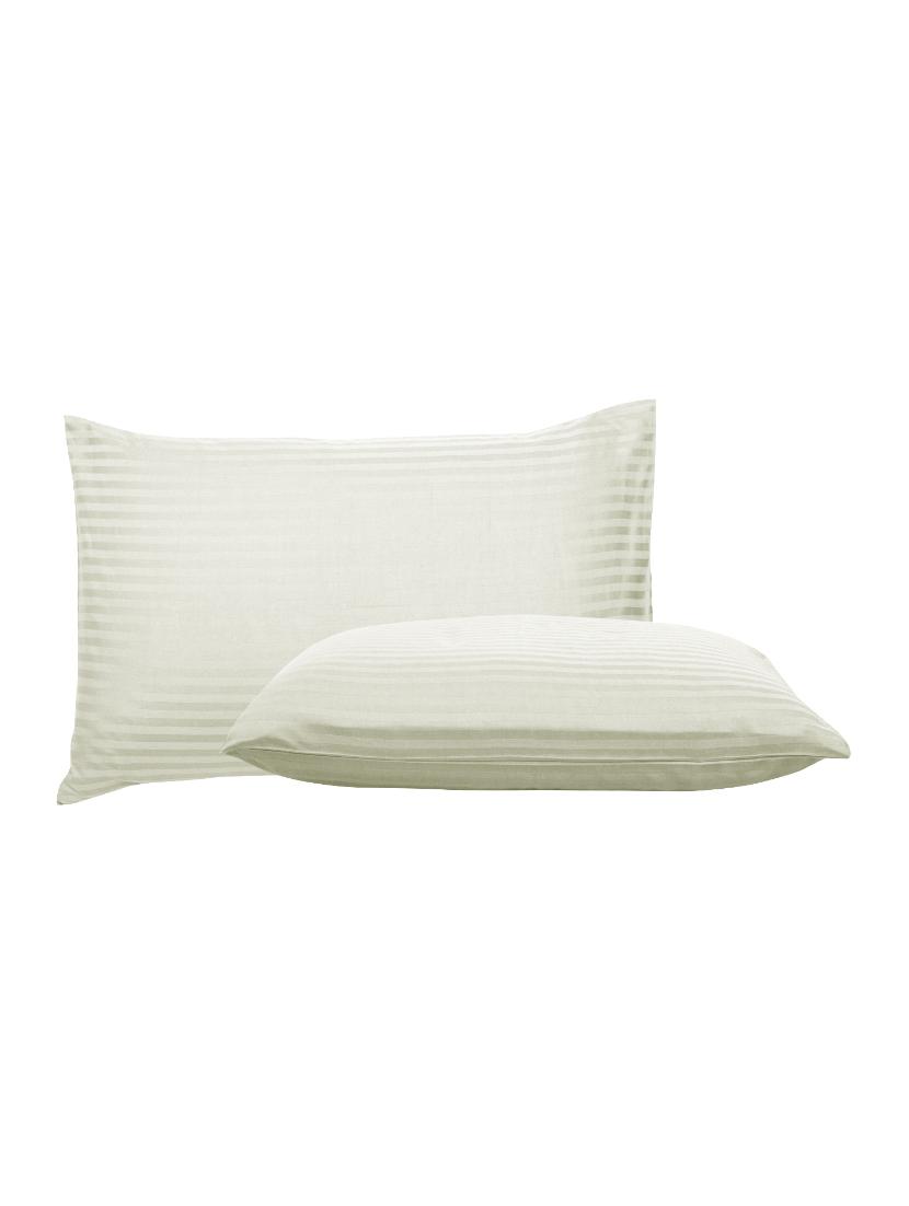300 TC 100% Cotton Sateen, Pencil Striped, Beige Color, Pair Of Large Size Pillow Covers - 15170285 - Zoom Image - 3