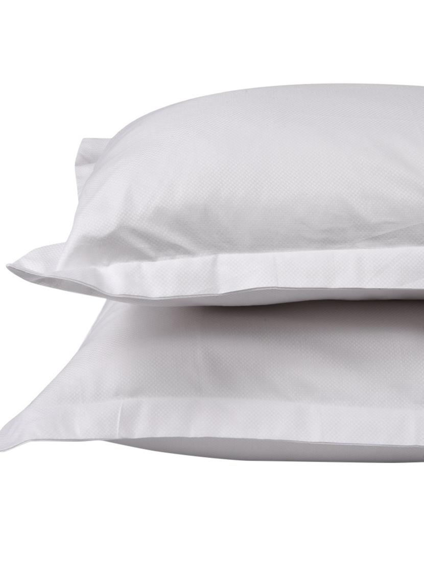 300 TC 100% Cotton Damask Self Checkered Design, White Color, Pair Of Regular Size Pillow Covers - 15170378 - Zoom Image - 3