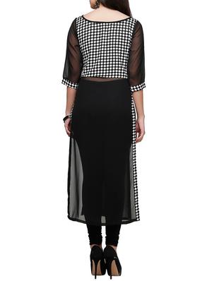 black georgette straight kurta - 15171128 - Standard Image - 3