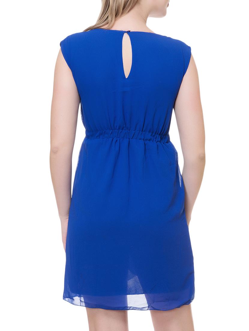 solid blue georgette blouson dress - 15171162 - Zoom Image - 3