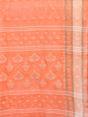 orange cotton tant saree with blouse - 15171474 - Standard Image - 3