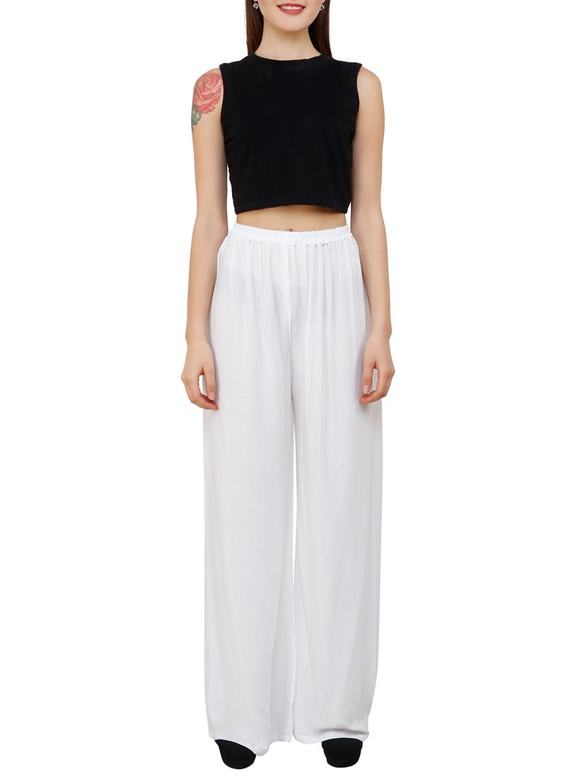 white viscose palazzos - 15172723 - Zoom Image - 3