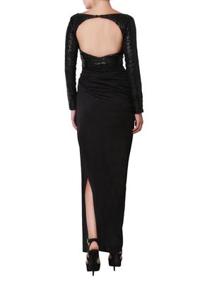 black solid sequence gown dress - 15175550 - Standard Image - 3