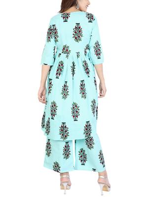 Block printed kurta palazzo set - 15175661 - Standard Image - 3
