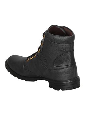 black leatherette high ankle boot - 15175854 - Standard Image - 3