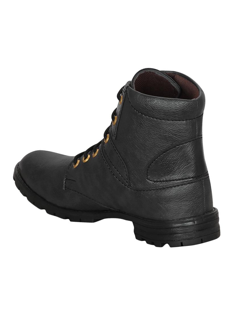 black leatherette high ankle boot - 15175854 - Zoom Image - 3