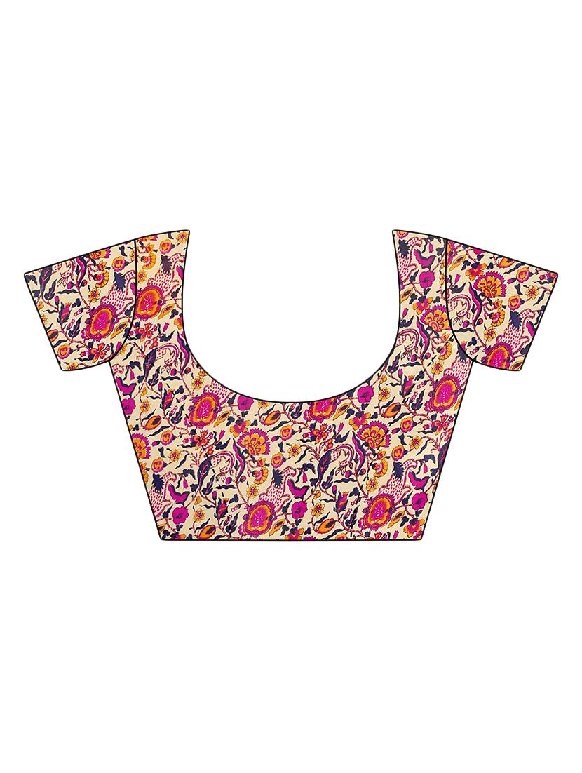 set of 2 multicolor silk blend printed saree combo with blouse - 15176610 - Zoom Image - 3