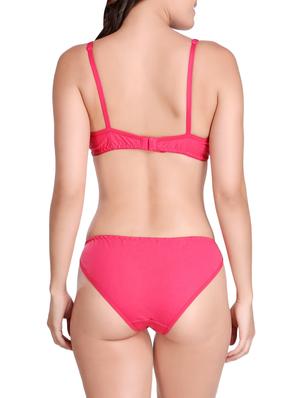pink solid rayon bras and panty set - 15176838 - Standard Image - 3