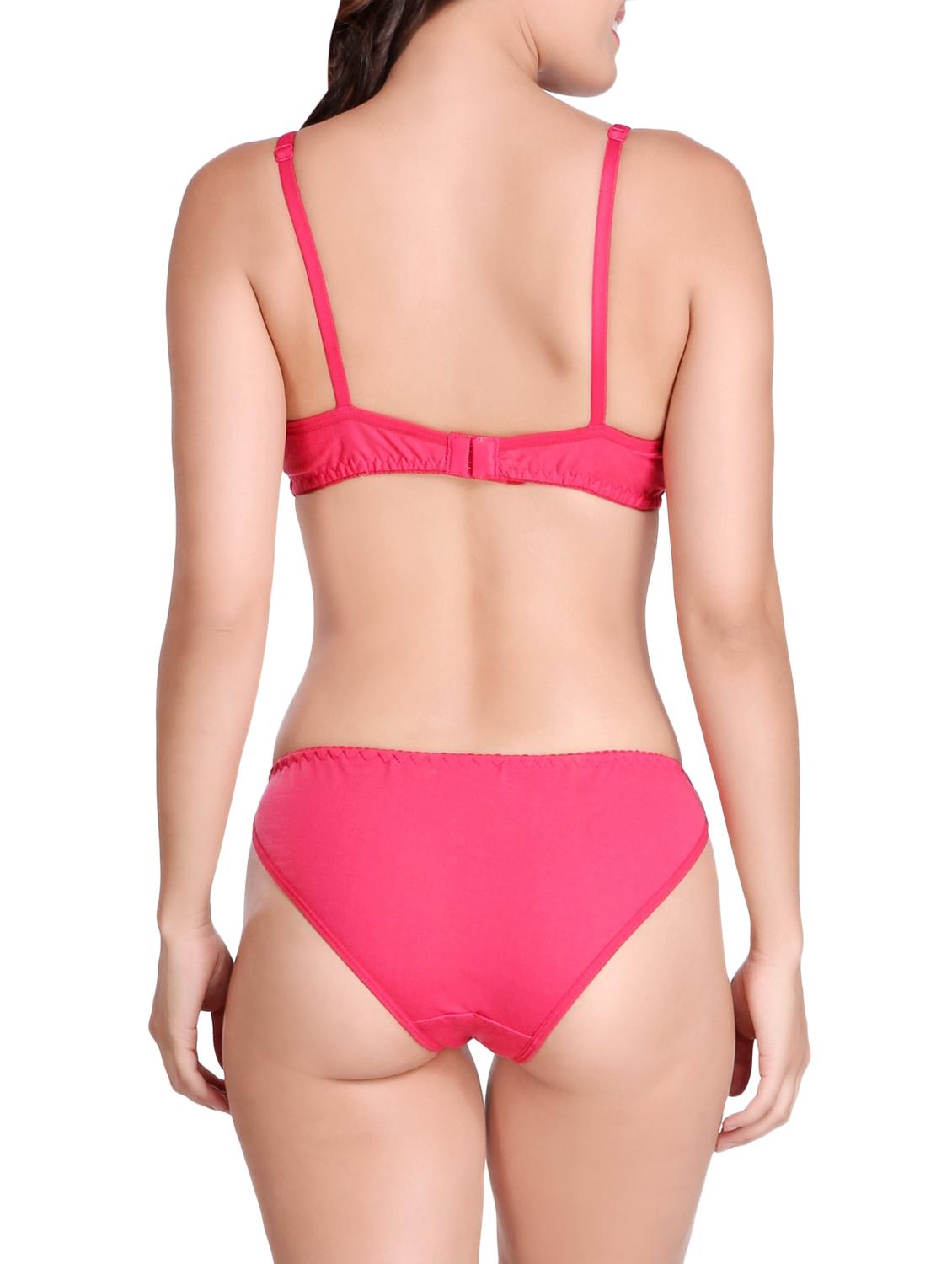 pink solid rayon bras and panty set - 15176838 - Zoom Image - 3