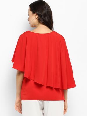 red solid layered top - 15177093 - Standard Image - 3