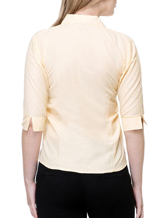 solid beige cotton shirt - 15177109 - Zoom Image - 3