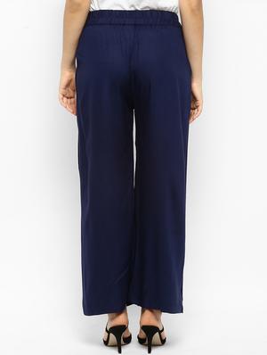 navy blue solid rayon palazzo - 15177110 - Standard Image - 3