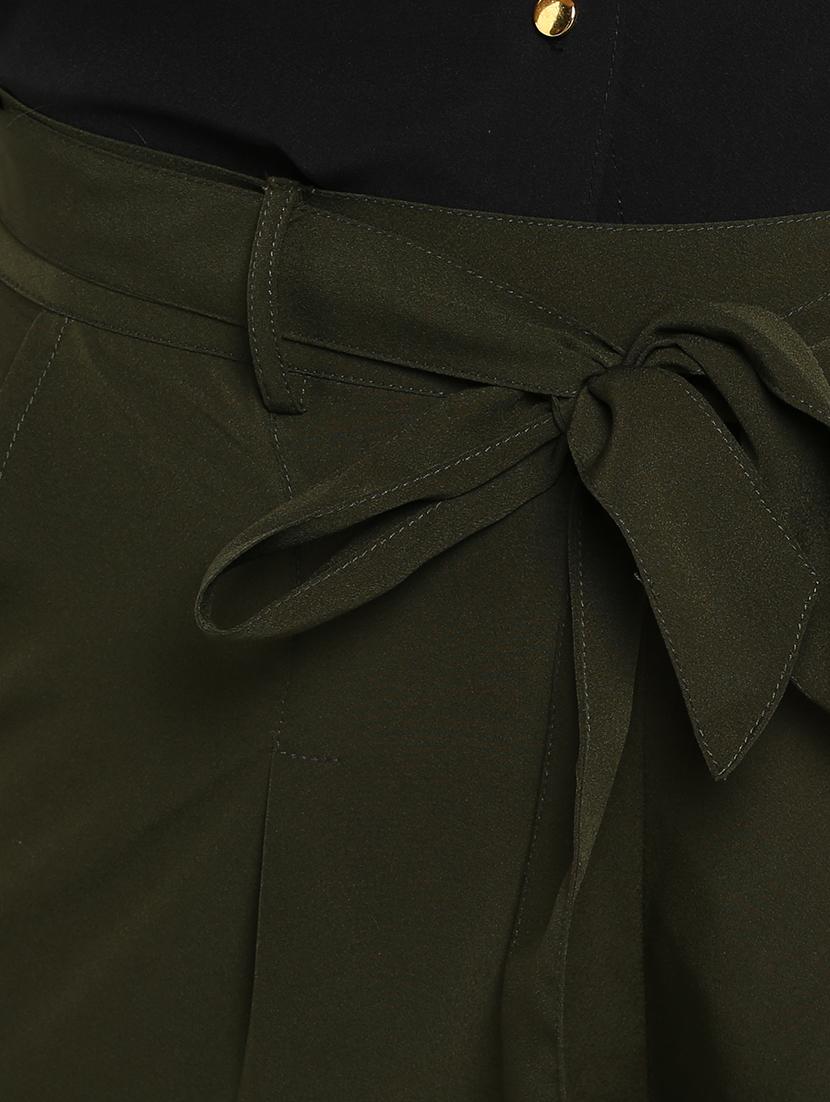 green solid straight palazzo - 15177118 - Zoom Image - 6