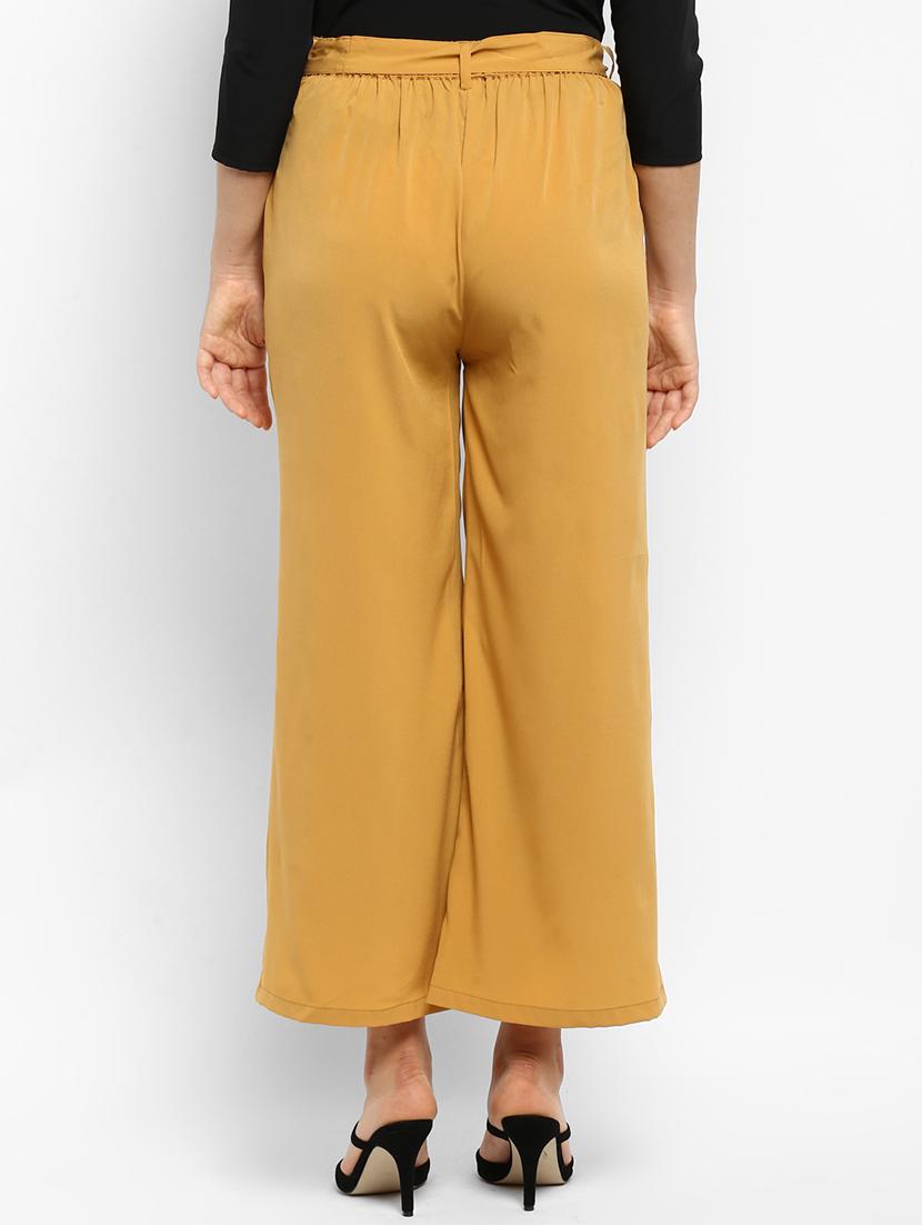 yellow solid straight palazzo - 15177119 - Zoom Image - 3