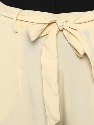 beige solid straight palazzo - 15177120 - Standard Image - 6
