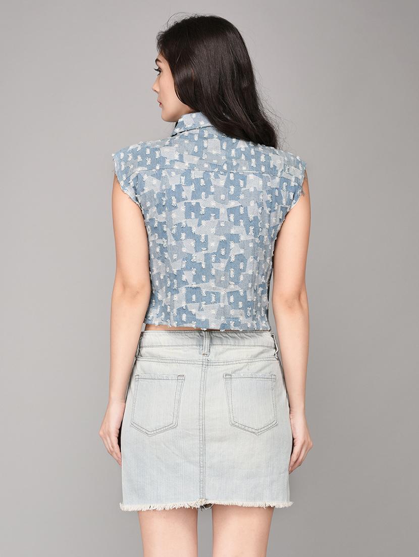 blue sleeveless denim shirt - 15178749 - Zoom Image - 3