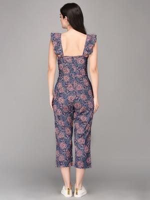 grey printed 3/4 jumpsuit - 15178755 - Standard Image - 3
