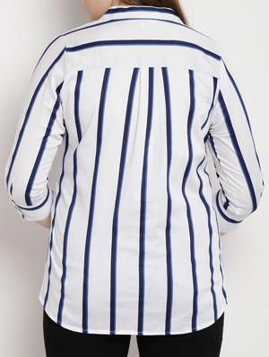 Striped notch neck plus top - 15179480 - Standard Image - 3
