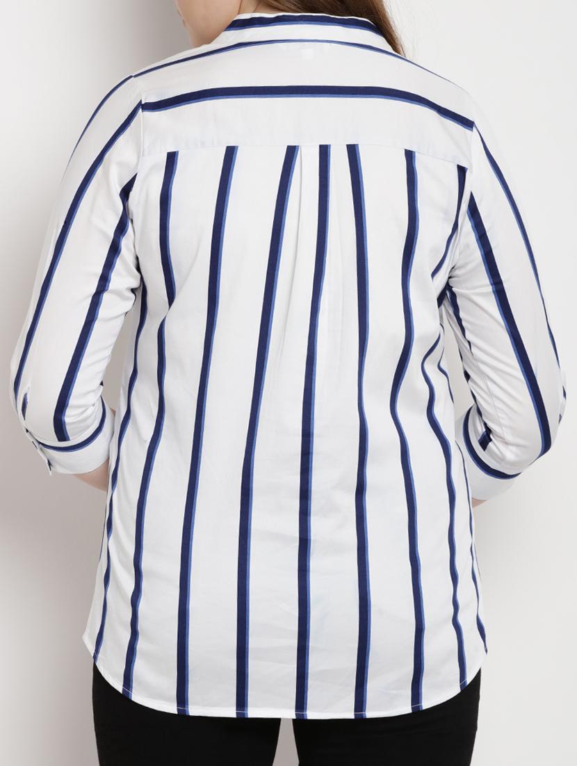 Striped notch neck plus top - 15179480 - Zoom Image - 3