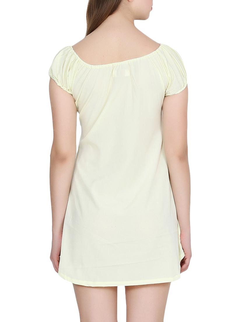 yellow solid crepe a-line dress - 15180497 - Zoom Image - 3