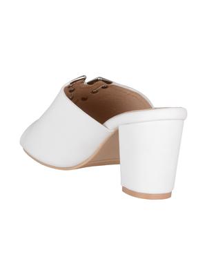 white faux leather mules sandals - 15181059 - Standard Image - 3
