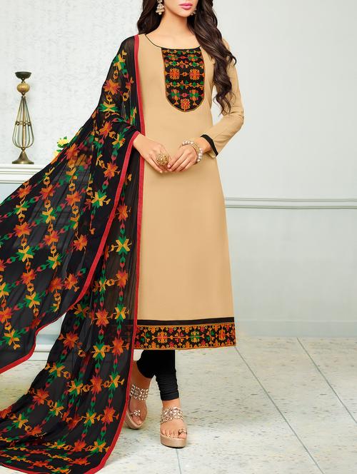 Embroidered unstitched churidaar suit - 15181834 - Standard Image - 1