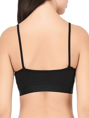 black solid hosery sports bra - 15186628 - Standard Image - 3
