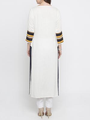 white rayon straight kurta - 15187012 - Standard Image - 3