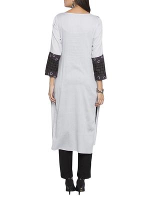 white rayon straight kurta - 15187041 - Standard Image - 3