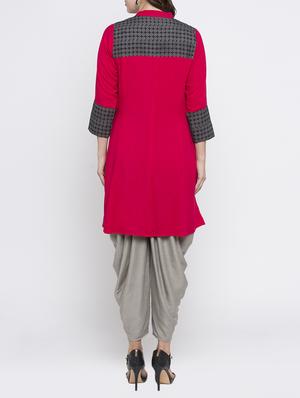 pink rayon aline kurta - 15187049 - Standard Image - 3