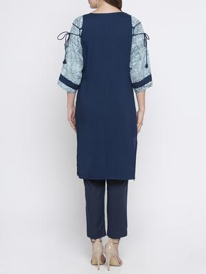 Blue rayon straight kurta - 15187088 - Standard Image - 3