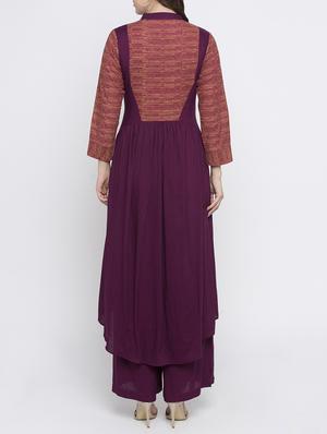 purple rayon anarkali kurta - 15187100 - Standard Image - 3