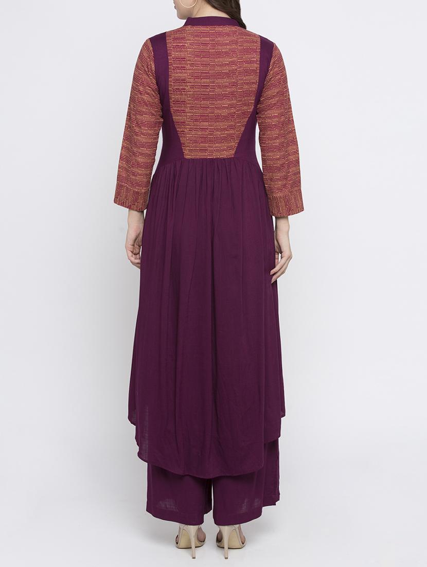 purple rayon anarkali kurta - 15187100 - Zoom Image - 3