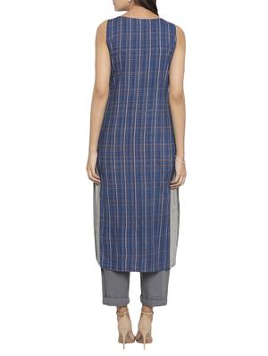 Blue rayon fusion kurta - 15187104 - Standard Image - 3