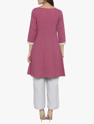 pink cotton angrakha kurta - 15187110 - Standard Image - 3