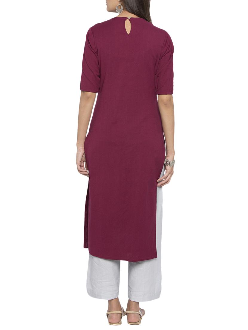 straight Color block kurta - 15187214 - Zoom Image - 3