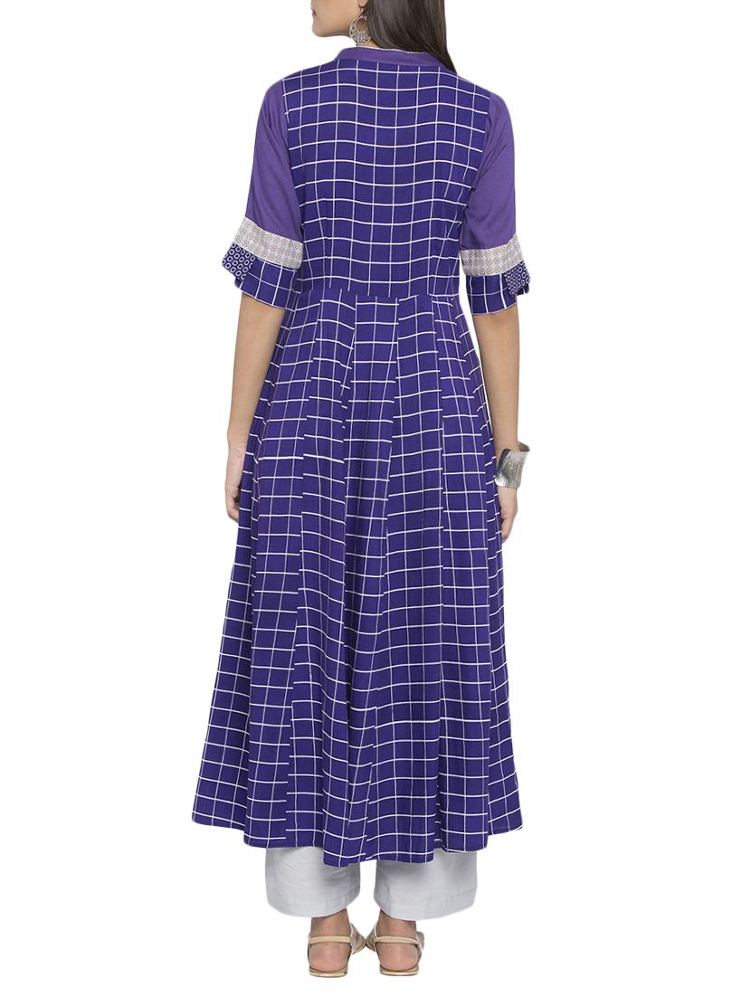 Layered checkered kurta - 15187219 - Zoom Image - 3